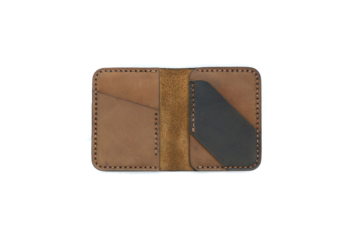 Brown leather cross-pattern wallet