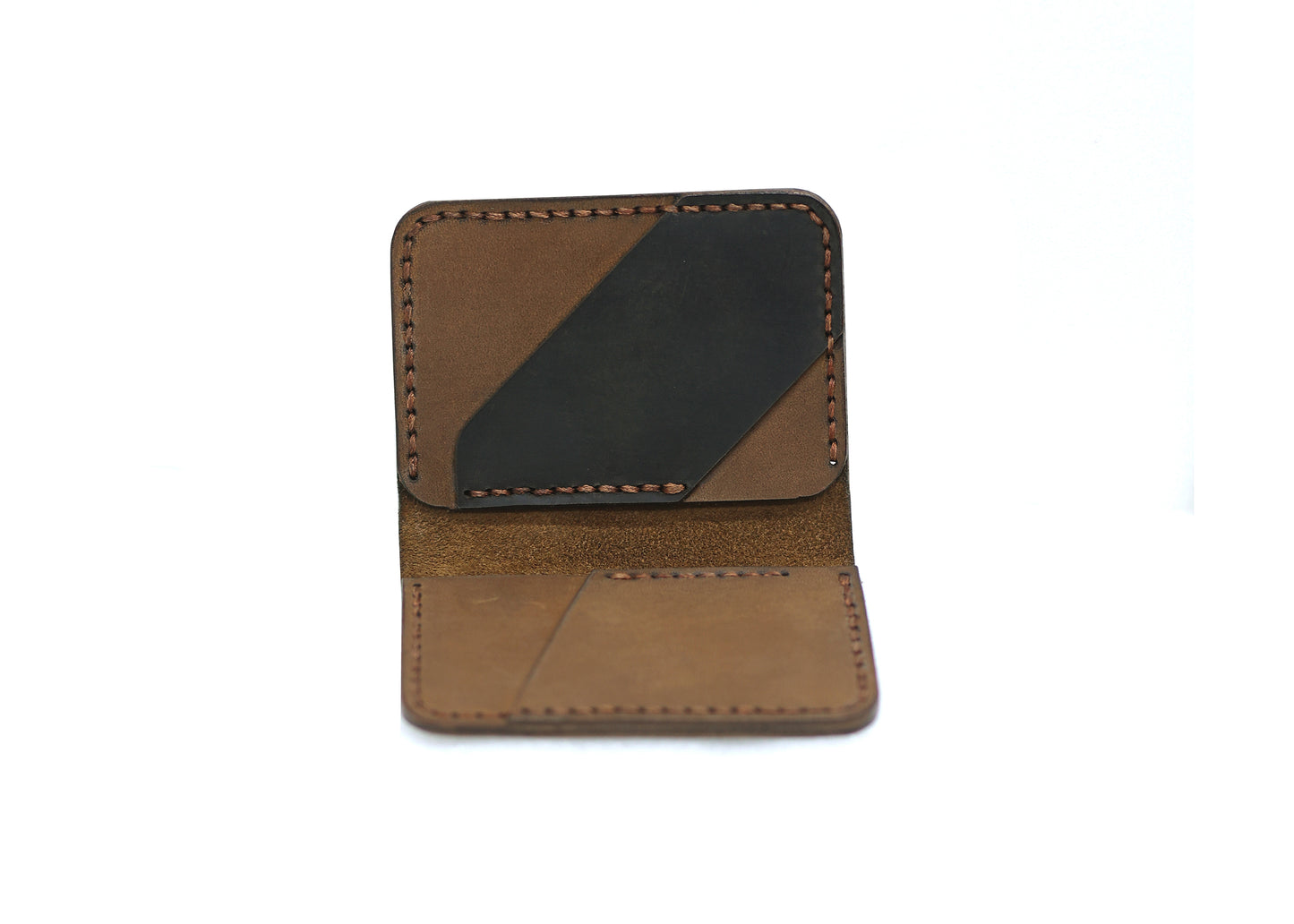 Brown leather cross-pattern wallet