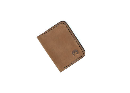 Brown leather cross-pattern wallet